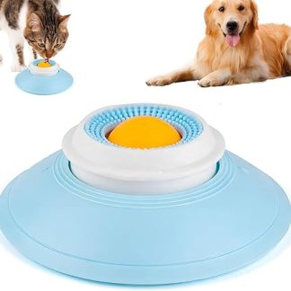 YOMOZEM Dog Lick Toy, Lick Mat Dog, Lick Bowl for Dogs, Lick Ball Dog, Wet Food Lick Pad with Suction Cup Lick Toy, Lick Mat with Rotating Ball for Bored Puppies Cats