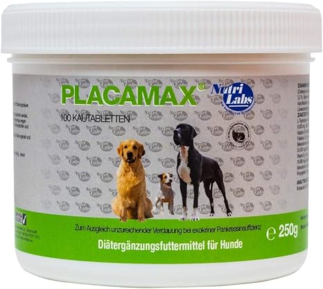 NutriLabs Placamax® Tablets for Dogs Pack of 100 - Tablets for Digestion with Pineapple Powder, Vitamins, Pancreas Powder etc. - Health Products for Dogs - Dietary Supplement Dog