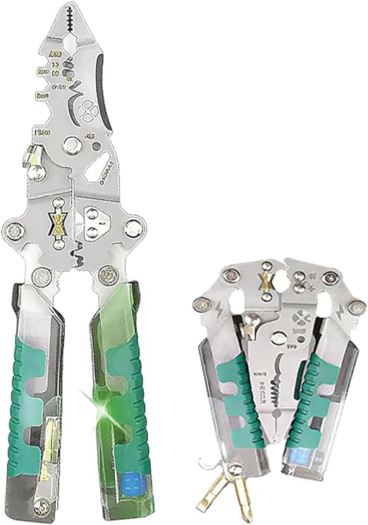Tuvilo Electrical Pliers, 18-in-1 Foldable Electrician's Pliers, Wire Stripper with Current Measuring Function, Multifunctional Pliers for Cutting and Pulling, Multifunctional Wire Stripper for