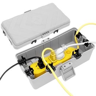 Outdoor Electric Box IP54 Waterproof Cable Box Outdoor 25.8 x 12.7 x 9.5 cm Weatherproof Waterproof Distribution Box to Protect Socket, Timer, Plug, Extension Cables (Grey)