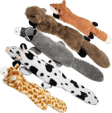 Nocciola Crinkle Squeaky Dog Toy with Double Layer Long Life Fabric, Indestructible Plush Toy, Dog Toy Set without Stuffing, for Puppies, Small to Large Dogs