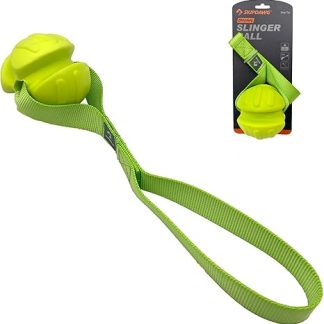 SKIPDAWG Dog Toss Ball with Loop, Heavy Duty and Buoyant, Dog Toy, Ball for Dogs, Tug Toy
