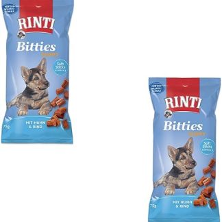 Rinti Bitties Puppy - Chicken & Beef | Double Pack | 2 x 75 g | Supplementary Feed for Growing Dogs | With Omega 3 for Brain Development | No Sugar & Soy