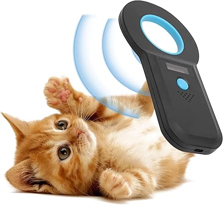 Pet Microchip Scanner Chip Reader Pet ID Pet Scanner with Brightness OLED Display 128 Pieces Tag Information Memory for Animal Tracking for ISO 11784/11785, FDX-B and ID64-RFID