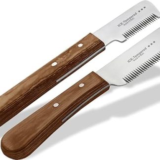 Trimming Knife Set for Dogs and Cats with Fine and Medium Teeth, 2-Piece Grooming Comb for Dog Fur, Undercoat, Fur Knife, Dog Scissors, Stainless Steel Knife, Brand Quality for Long Hair and Short