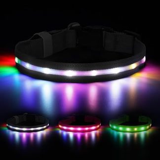 Feycig Light Collar Dog Collar Rechargeable - LED Dog Collar Luminous USB Waterproof Adjustable 3 Modes Light Collar for Small Medium Large Dogs (Black, M (38-50 cm/15-19.7 inches))