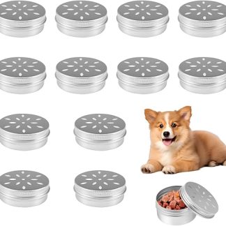 SKDFHOD Pack of 12 Dog Fragrance Training Boxes, Round Metal Tins with Ventilation Holes, Training Dog Fragrance Nose Odour Container, Round Tin Metal Cans, Training Accessories to Improve Odourful