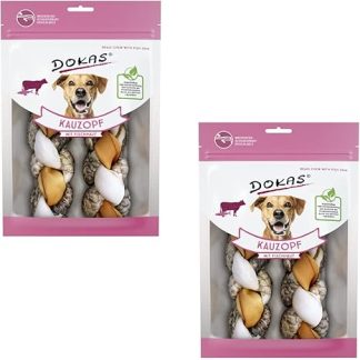 Dokas Chew Braid with Fish Skin | Double Pack | 2 x 120 g | Chew Snack for Dogs | Cattle Skin and Fish Skin Braided for Perfect Chewing Fun | Support Daily Dental Care