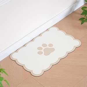 Kaseremy Cat Bowl Mat, Dog Food Mat, Non-Slip, Absorbent, Quick-Drying Cat Food Mat, Feeding Mats for Pets (Beige, 30 x 50 cm)