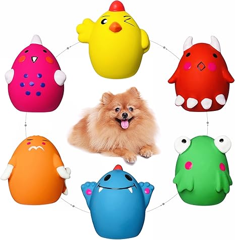 HOLYSTEED Dog Toys Small Dogs and Medium Breeds Latex Dog Toy Squeaky Soft Puppy Toy Small Puppy Squeaky Dog Ball with Smile Face 6 Pieces