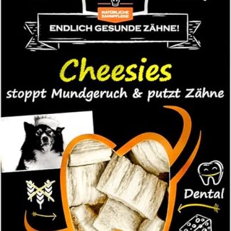 QCHEFS CHEESIES Dog Treats for Bad Breath, Gum Disease as Tartar Remover with Natural Antibacterial Dental Care without Dental Spray or Toothbrush for Health
