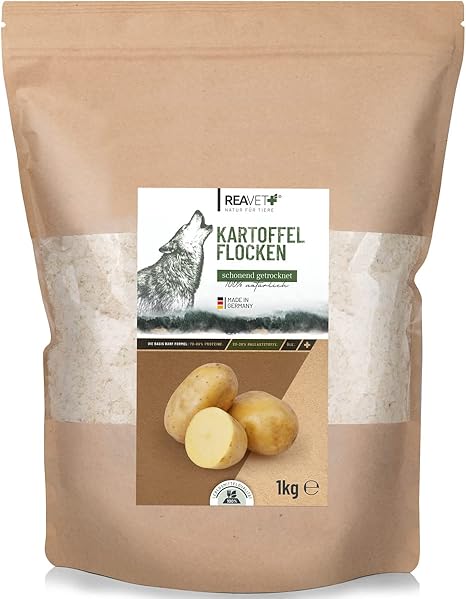 ReaVET Potato Flakes Dog 1 kg I Natural Flakes without Grains, Ideal Addition to Barf & Wet Food - Easily Digestible Energy Source for Dogs