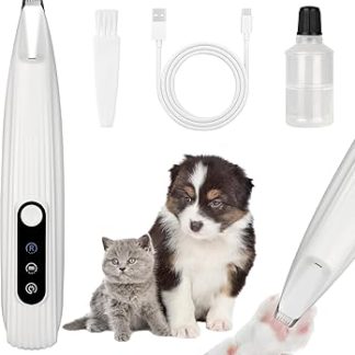 OFFCUP Paw Trimmer for Dogs, Quiet Dog Clipper with LED Light, Dog Cat Clipper, Rechargeable Dog Paws Trimmer, Pet Razor for Paws, Eyes, Ears, Face