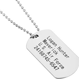 Dog Tag Silver US Army Dog Tag - Chain as Soldier Accessory for Fancy Dress and Carnival