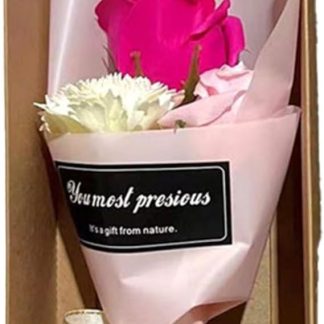 Mother's Day Soap Flower, 3 Carnations, Rose Flower Box, Mother's Day Gift for Mother, Women's Day Gift (Pink)