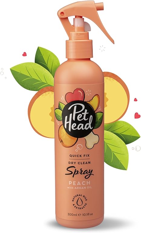 Pet Head Quick Fix Fur Spray for Dogs | Peach Fragrance | Deodorises, Nourishes and Soothes Your Dog's Coat | pH Neutral | Vegan & Cruelty Free | Gentle Formula for Puppies | 300 ml