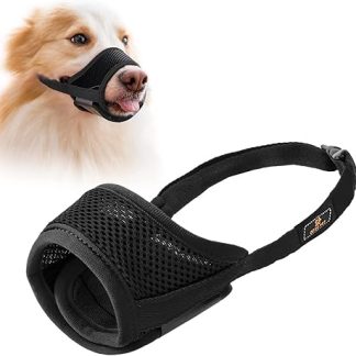 Muzzle for Dogs, Muzzle with Velcro Closure, Soft, Prevents Biting, Safe Breathable Barking and Chewing, with Adjustable Loop, Breathable Mesh, Black, M