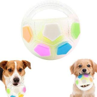 Puasok The Mellow Dog Calming Ball, Anti-Stress Ball Dog, Dog Ball with Handle, Interactive Dog Toy, Anti-Stress Ball Dog, Dog Football Toy for Medium Large Dogs, Indoor and Outdoor (White)