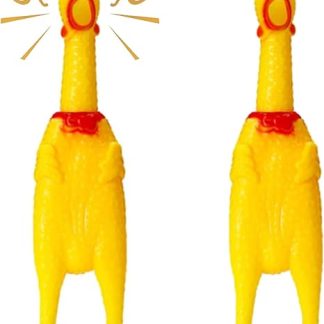XFLYP Pack of 2 17 cm Rubber Screaming Chicken Toy, Dog Toy Rubber Screaming Chicken Yellow Squeaky Decompression Small Toy for Cleaning Teeth