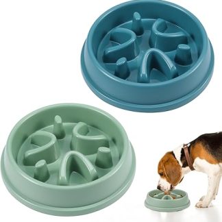 Pack of 2 anti-sling dog bowls, 21 cm x 4.5 cm, slow feeder dog feeding bowl for small to medium large dogs, cats