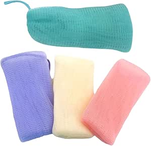 VALICLUD Pack of 4 Soap Bags Holder Loofah Foam Hand Soap Bag Mesh Bag for Soap Bar Soap Exfoliating Bag for Bar Soap Sports