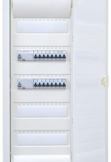 Hager Cavity Wall Distributor 5 Rows VH60NC Ready for Connection Wired with Terminal Block 2x FI 4-Pin + 16x LS B16A