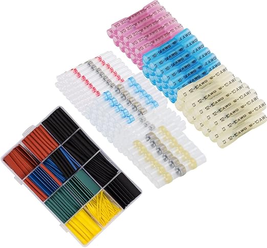 Oxoxo Wire Connectors & Solder Seal Heat Shrink Butt Connectors & Heat Shrink Tubing Set Waterproof Electrical Crimp Wire Connector Terminals Electrical Waterproof Insulated Marine Automotive Copper