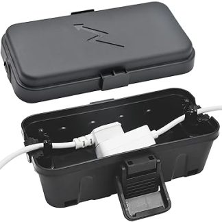 Hrensaw Small Weatherproof Electrical Connection Box (Inner Dimensions: 14 x 7.5 x 5.5 cm), IP54 Waterproof Cable Security Box for Protection of Timers, Extension Cables, Festive Lights, Black