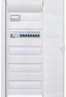 Hager Flush-Mounted Distributor with Counter 5 Rows VU60NC I Ready for Connection Wired with Terminal Block I Equipping Legrand 1x FI 4-Pin + 1x 3-Pin + 5x 1-Pin LS B16A