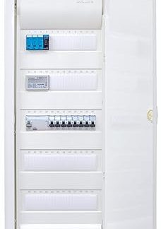 Hager Flush-Mounted Distributor with Counter 5-Row VU60NC with Surge Protection I Ready for Connection Wired with Terminal Block I Equipping 1 x FI 4-Pin + 8 x LS B16A