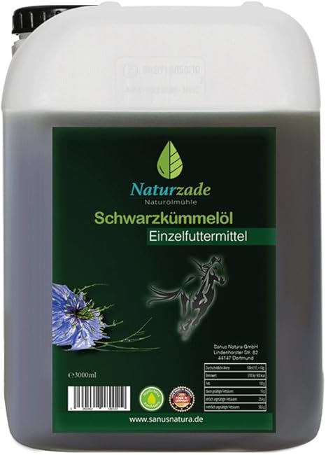 Naturzade Black cumin oil for horses and dogs, 3 litre canister, cold pressed, fresh from the manufacturer