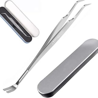 EasyULT 2-in-1 Professional Tick Tweezers and Tick Hooks, Made of High-quality Stainless Steel, Easy Tick Removal, Tick Remover for people, Dogs, Cats (with Storage Box)
