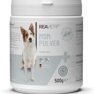 ReaVET MSM Powder for Dogs 500 g - MSM Dog, Joint Powder for Tendons, Ligaments & Cartilage, Joint Powder Methylsulfonylmethane, Natural Joint Protection, Promotes Pleasure of Movement
