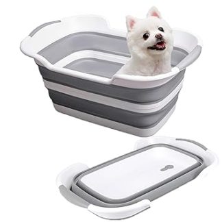 Foldable Pet Bath with Drain Hole, Portable Dog Bathtub, Foldable Dog Bathtub, Fragable Bathtub for Small Dogs, Cats, Suitable for Indoor and Outdoor Use (Size: 60 cm x 40 cm)