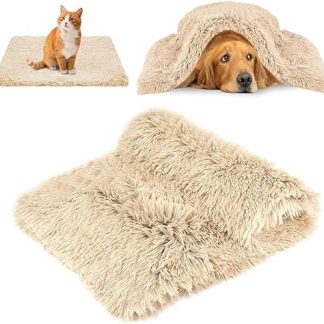 CHMMY Fluffy Dog Blanket, Soft Cat Blanket, Fleece Blanket, Washable Deck for Pets, Dogs, Cats, Puppies, Soft Warm Mat for Pets, Dogs, Cats, Puppies (Beige, XL: 100 x 120 cm)