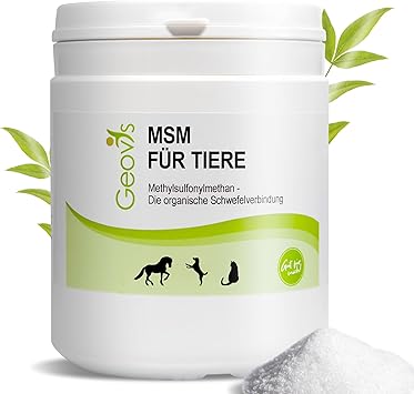 Geovis MSM Powder for Animals 500 g - Organic Sulphur - Ideal for Horse - Dog - Cat - High Dose 99.9% Pure Methylsulfonylmethane - Joints, Muscles, Fur - Food Supplement