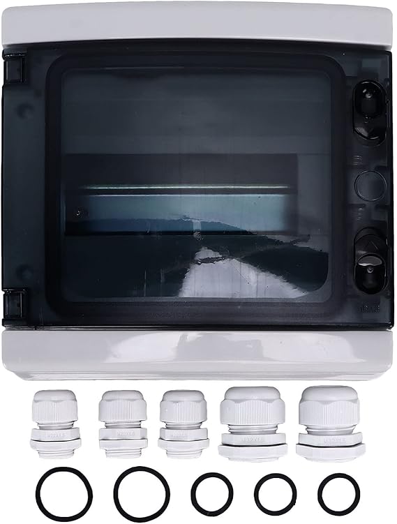 LANTRO JS - 8-way power distribution protection box, IP65 waterproof junction box with transparent cover, DIN rail connection housing for circuit breakers