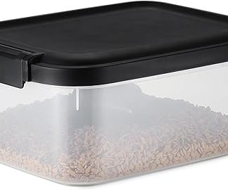 Amazon Basics Pet Food Container, 4.5 kg, Transparent and Black