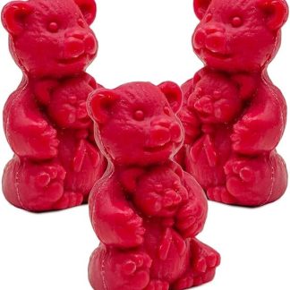La Maison du Savon de Marseille 3 x French Teddy Bear Soap for Shower Gel or Decoration Raspberry Fragrance 20g