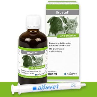 alfavet Urostat Supplementary Feed to Reduce Urinary Stone Formation for Dogs and Cats with Nettle and Golden Rod, 100 ml, Dosing Syringe