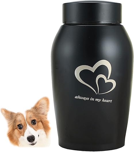 ZHYUAN Stainless Steel Pet Urn, Urn for Dogs and Cats, Pet Memorial Urn, Portable Pet Urn, Stainless Steel Animal Urn, Suitable for Dogs, Cats and Other Small Animals (Black)