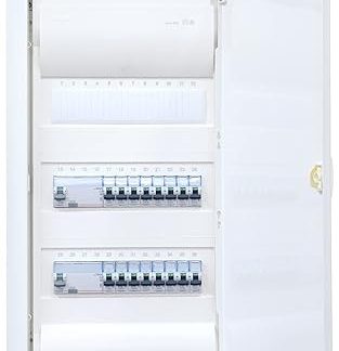Hager Cavity Wall Distributor 3 Rows VH36NC Ready for Connection Wired with Terminal Block 2x FI 4-Pin + 16x LS B16A