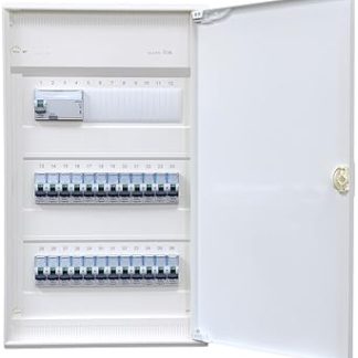 Hager Surface-Mounted Distributor 3 Rows VA36CN Ready for Connection Wired with Terminal Block 1x FI 4-Pin + 24x LS B16A