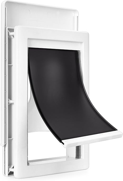 Amazon Basics Adjustable Plastic Dog Cat Door Medium 26.7cm x 38.1cm x 9.9cm White and Grey