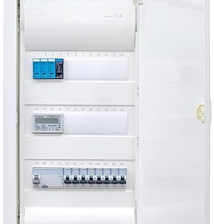 Hager Flush-Mounted Distributor with Counter 3-Row VU36NC with Surge Protection I Ready for Connection Wired with Terminal Block I Equipment Legrand 1x FI 4-Pin + 8x LS B16A