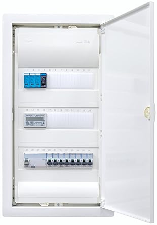 Hager Flush-Mounted Distributor with Counter 3-Row VU36NC with Surge Protection I Ready for Connection Wired with Terminal Block I Equipment Legrand 1x FI 4-Pin + 8x LS B16A