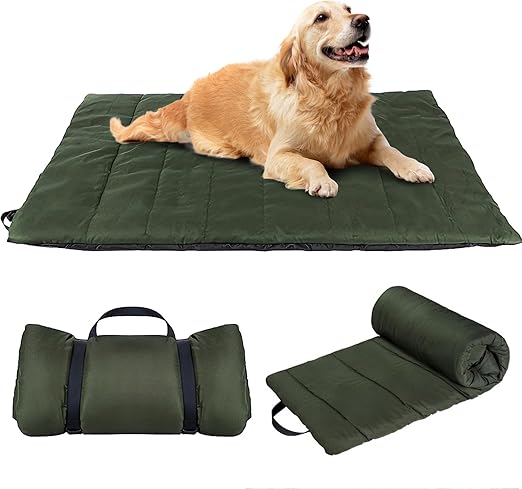 Tmefoy Dog Blanket for On the Go, 110 x 68 cm Dog Mat, Washable, Waterproof Dog Bed, Dog Cushion Outdoor, Travel Blanket Dog for Travel, Camping (Army Green)