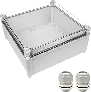 LeMotech Junction Box IP67 Waterproof Dustproof Electrical Box Project Box DIY Enclosure Grey with Clear Cover Outside Dimensions 280x280x130mm