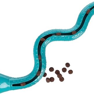 Flamingo Sneaky Snake - Snack Toy for Dogs - Turquoise - 42 × 10.5 × 5 cm - Made of TPR with Squeaker - Fillable for Interactive Play