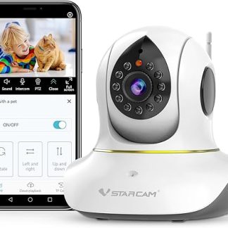VSTARCAM 2K Indoor Surveillance Camera, Interactive Camera for Dogs and Cats with Mobile Phone App, 360° Lens Pan and Tilt, Infrared Night Vision, Motion Tracking, 2-Way Audio